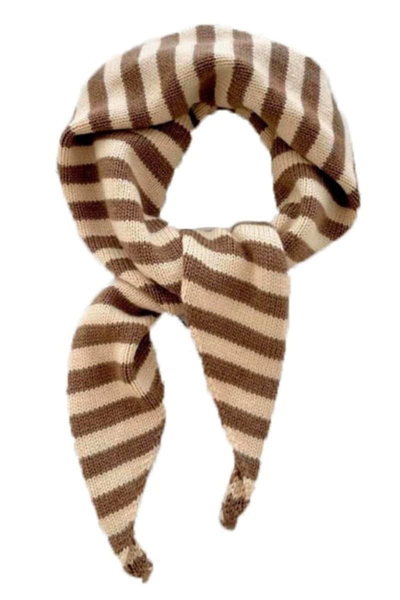 ❤︎ By Stær - Halstørklæde - Alva Strik Tørklæder - Beige Stribet