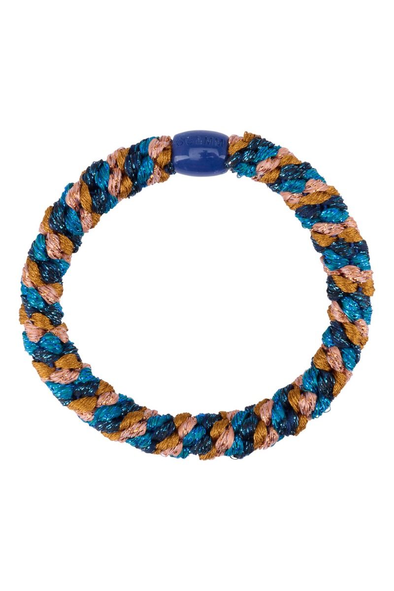 By Stær - Hårelastik - Braided Hairties - Multi Blå/Rust Glitter
