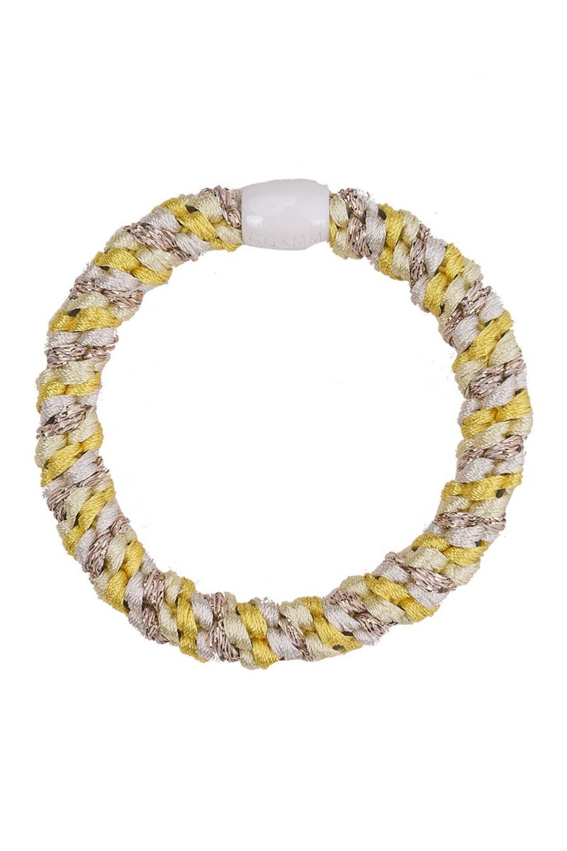 By stær - Hårelastik - Braided Hairties - Multi Gul/Råhvid Glitter