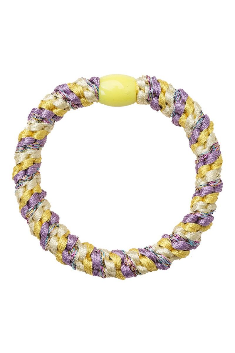 By stær - Hårelastik - Braided Hairties - Multi Lilla/Gul Glitter