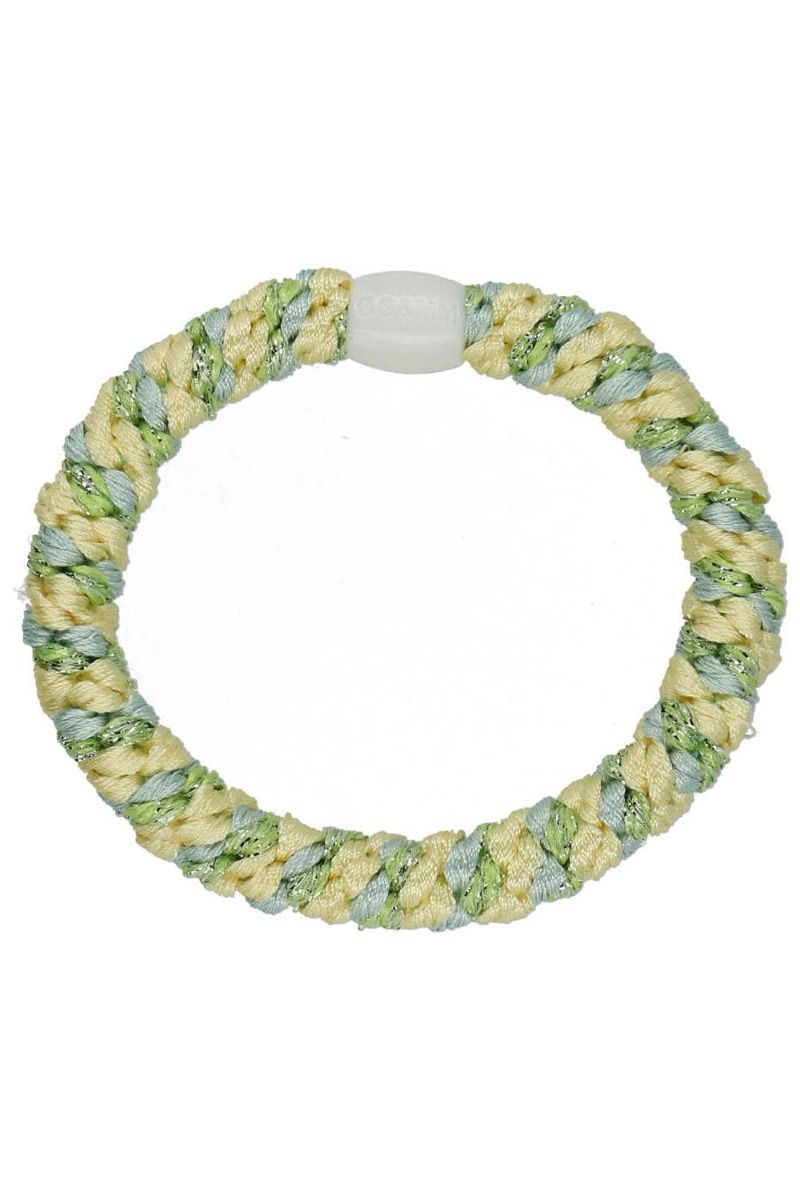 By Stær - Hårelastik - Braided Hairties - Multi Pastel Yellow/Blue/Green