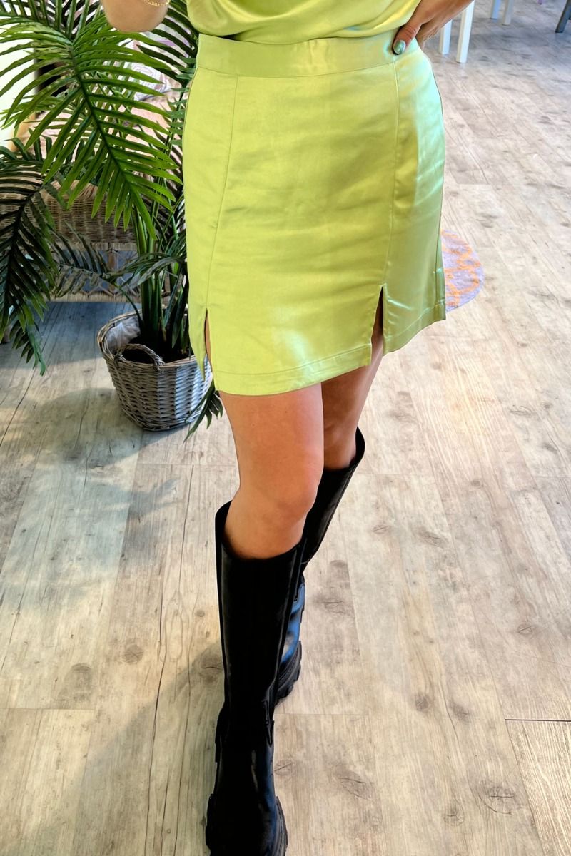 BZR - Nederdel - Satina Molanna Skirt - Acid Lime