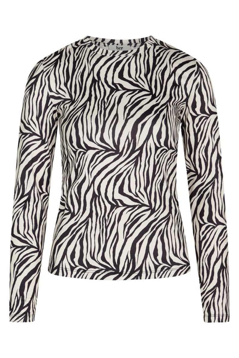 BZR - Bluse - Regina Crew Neck Blouse - Zebra Print