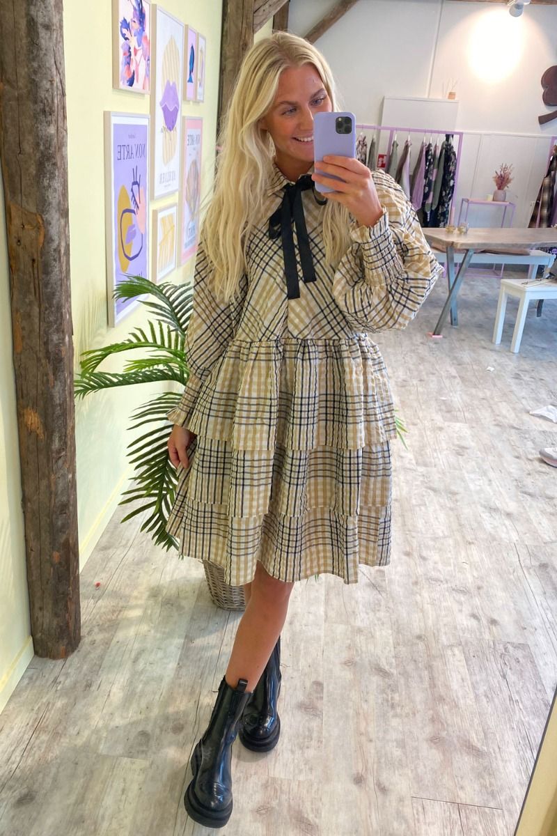 BZR - Kjole - Joliet Mesa Dress - Check Artwork