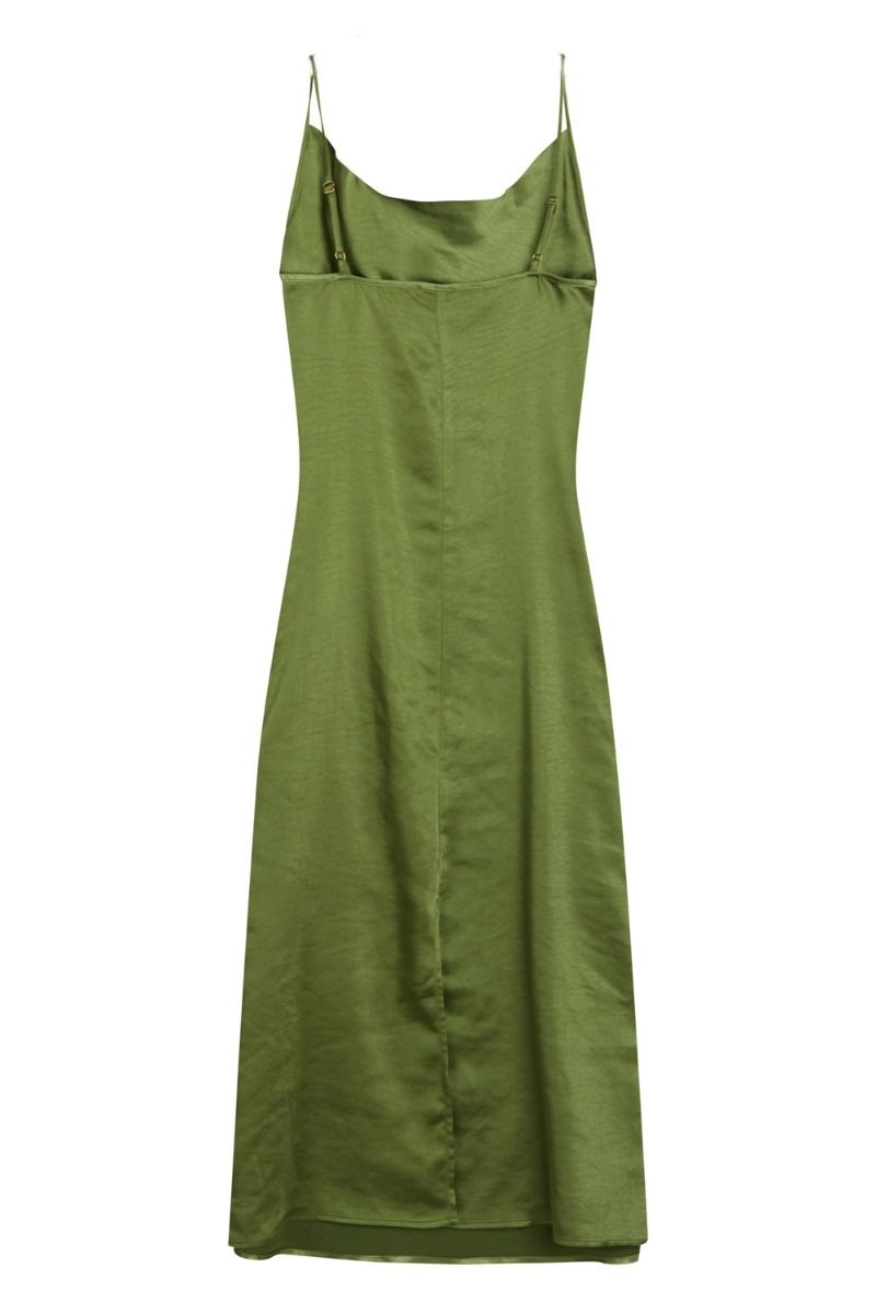 BZR - Kjole - Satina Slippy Dress - Olive Tree