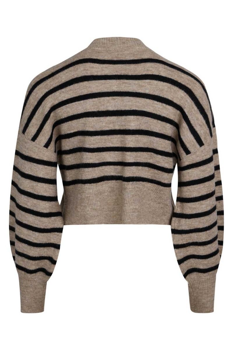 BZR - Strik - Dallas Crop Knit Sweater - Beige Melange With Black