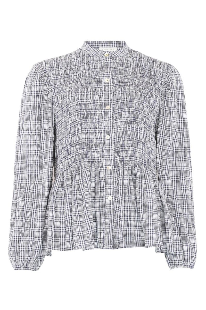 Continue - Skjorte - Chloe Smock Check - Blue Check