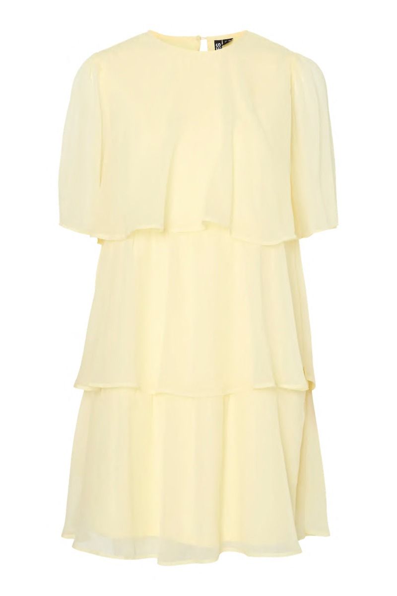 Pieces - Kjole - Clara Ss Short Dress - Pale Banana