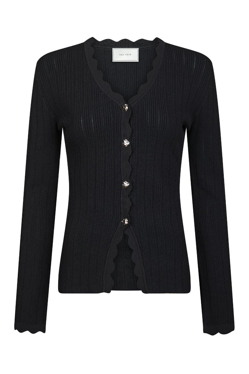Neo Noir - Cardigan - Clara Stitch Knit Blouse - Dark Navy 