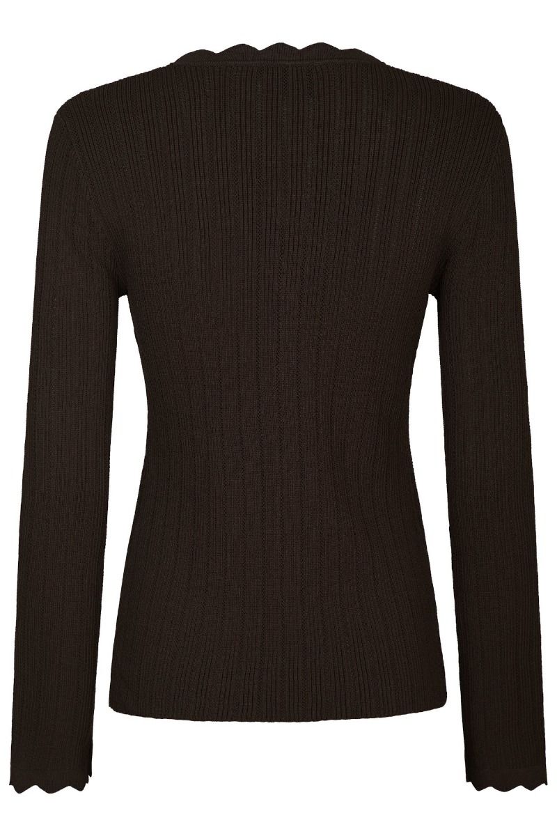 Neo Noir - Cardigan - Clara Stitch Knit Blouse - Dark Brown