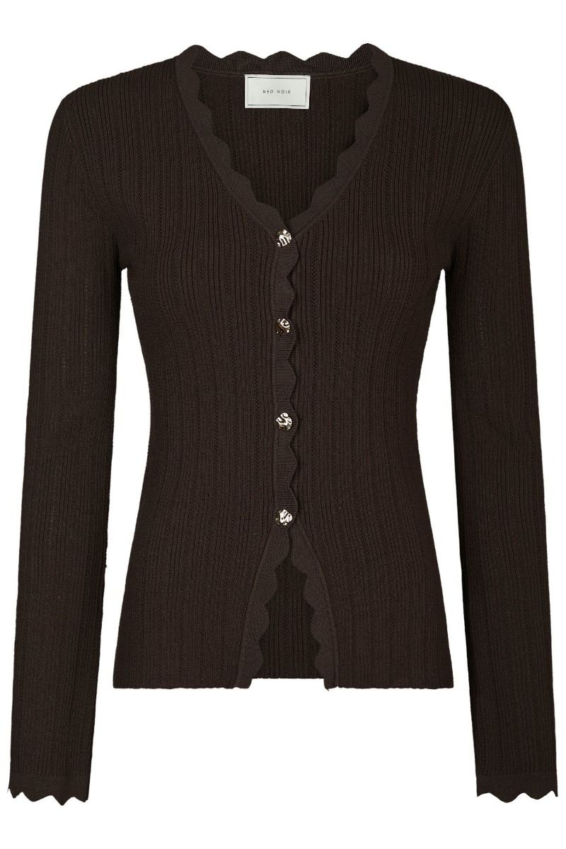 Neo Noir - Cardigan - Clara Stitch Knit Blouse - Dark Brown