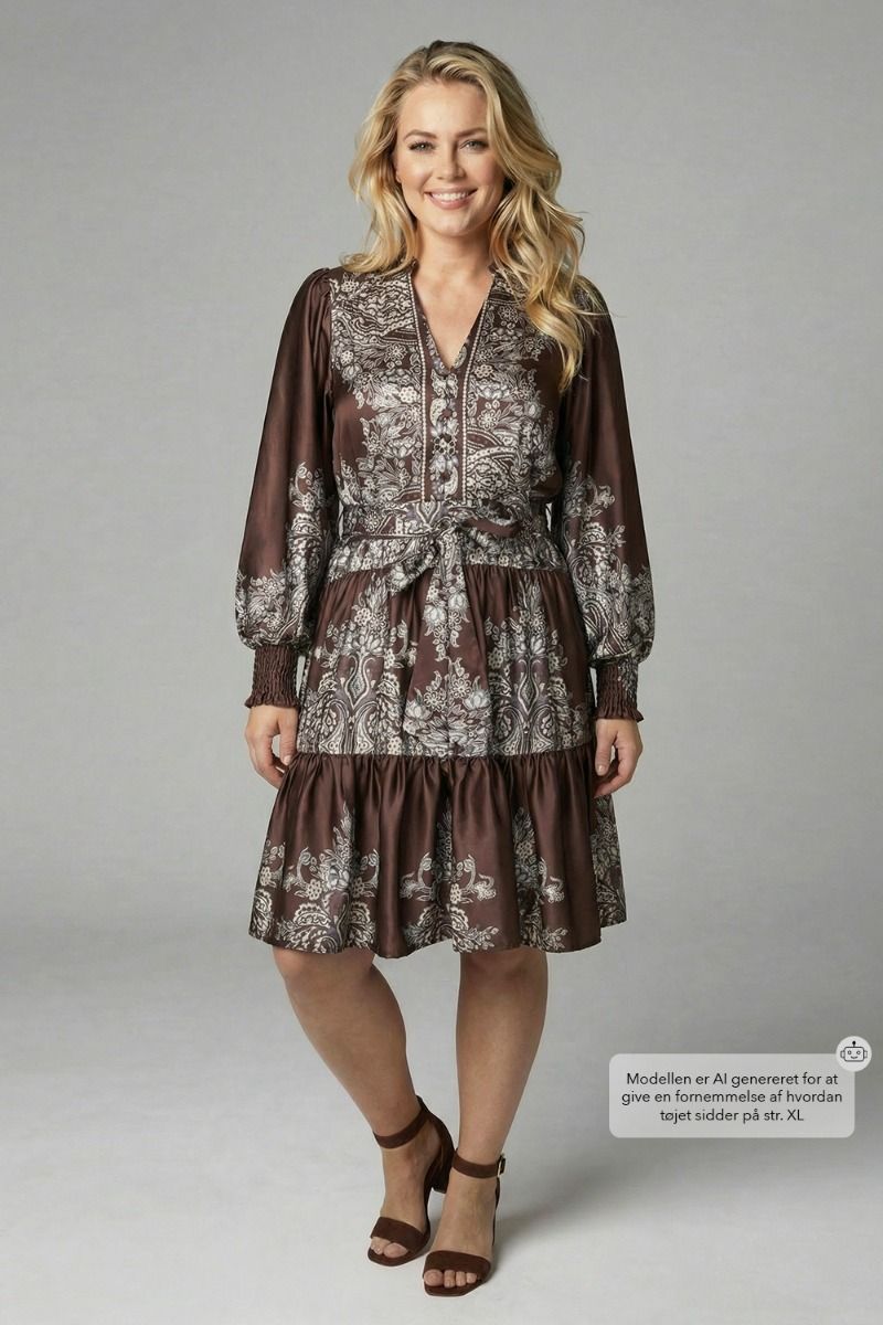 Neo Noir - Kjole - Malfida Paisley Border Dress - Dark brown