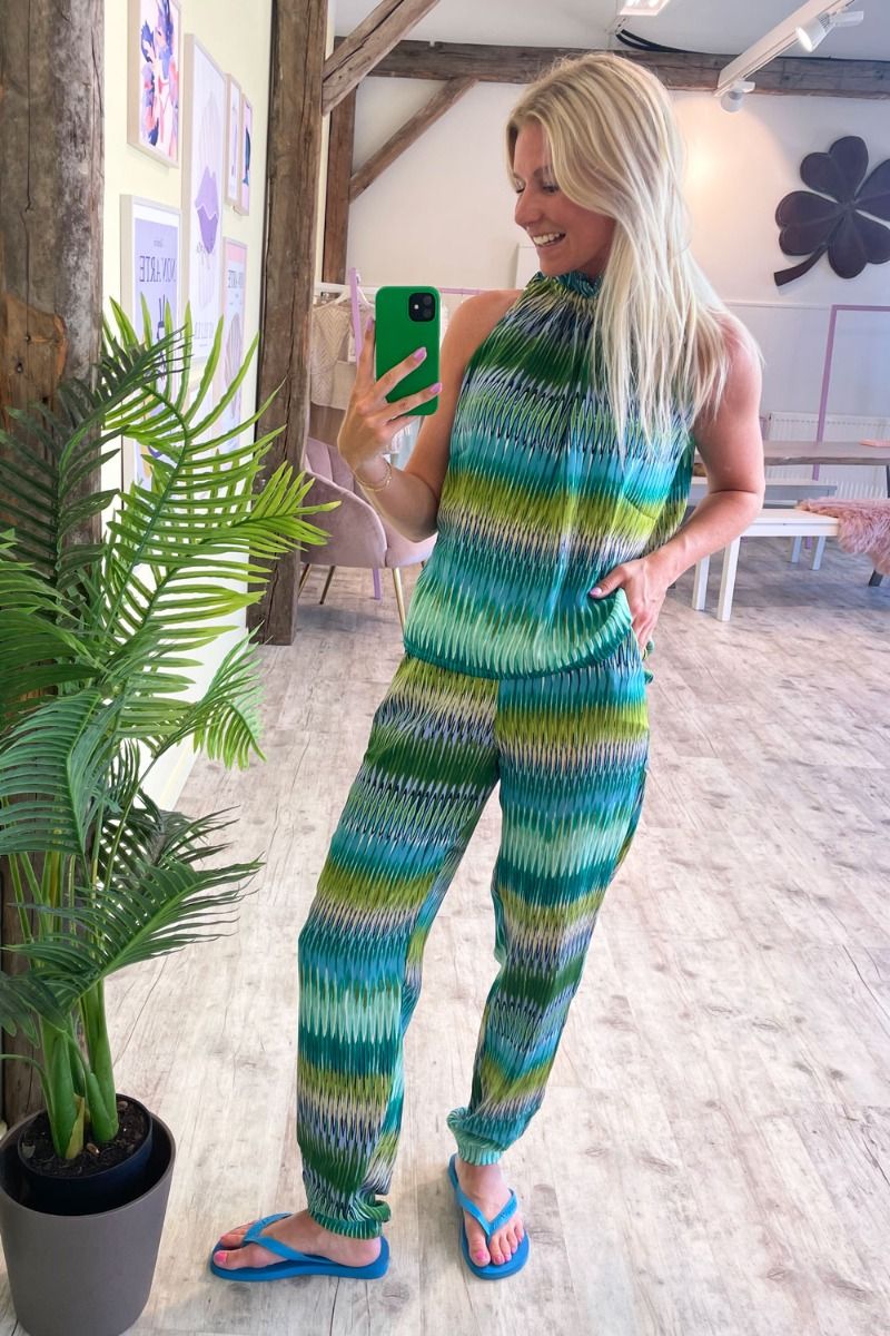 Continue - Bukser - Lea Zig Zag - Blue Green