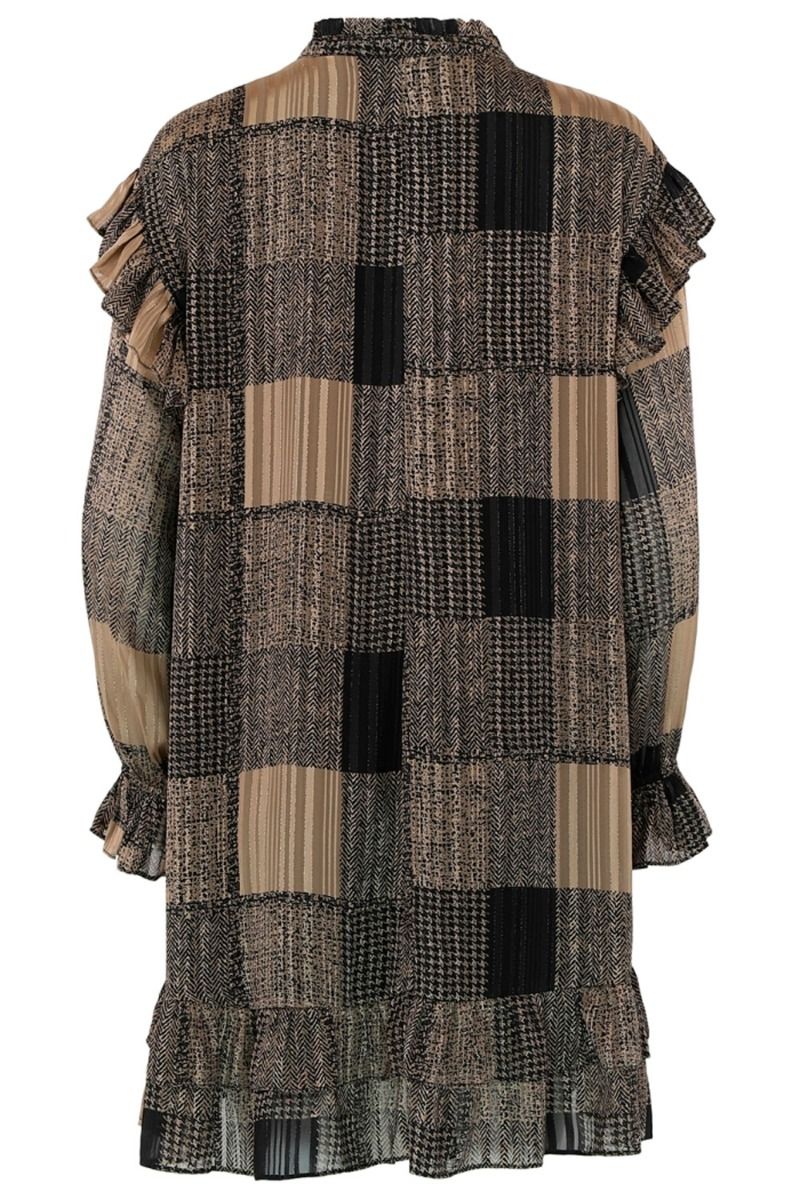 Continue - Kjole - Lee Brown Print Dress - Brown Mix