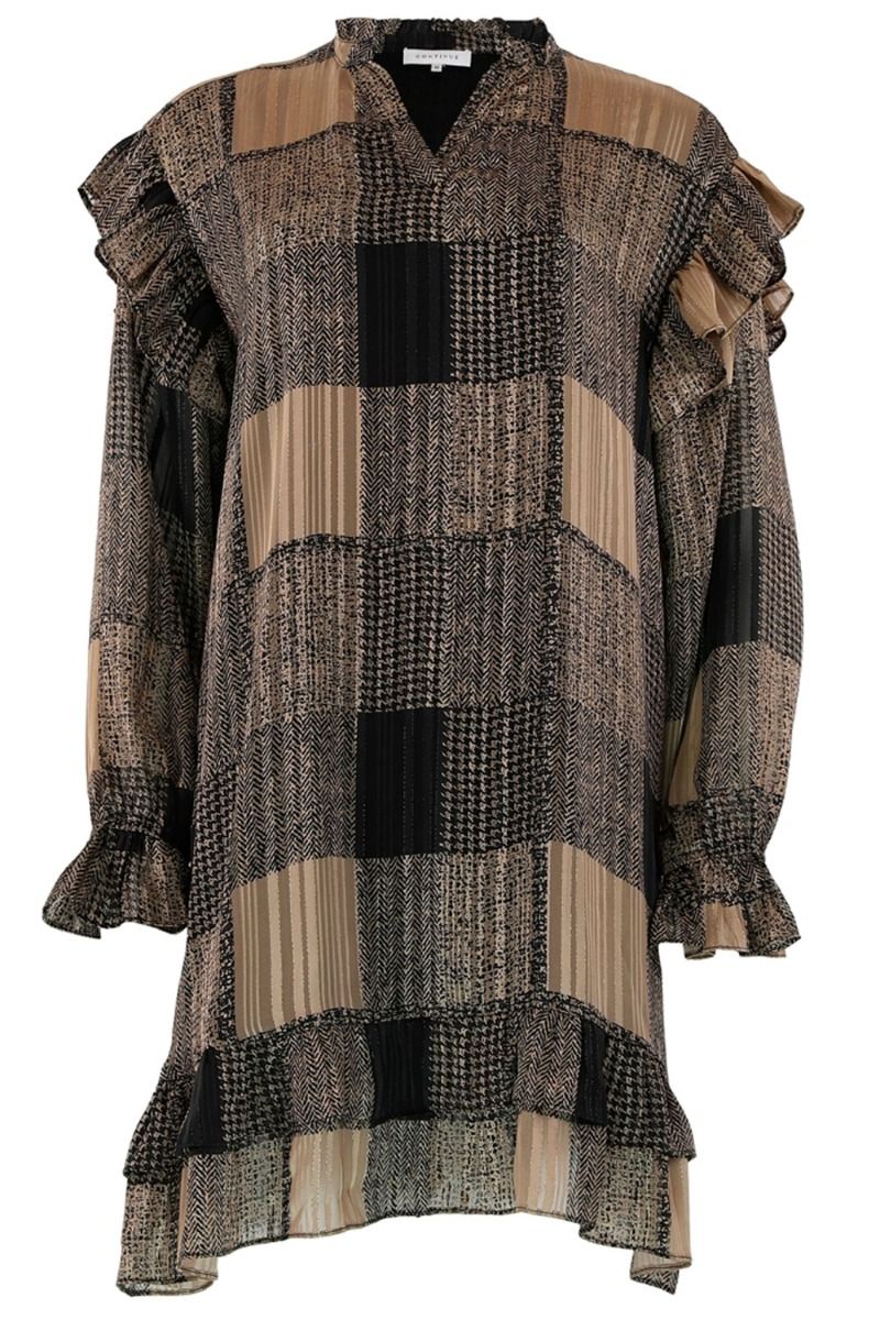 Continue - Kjole - Lee Brown Print Dress - Brown Mix