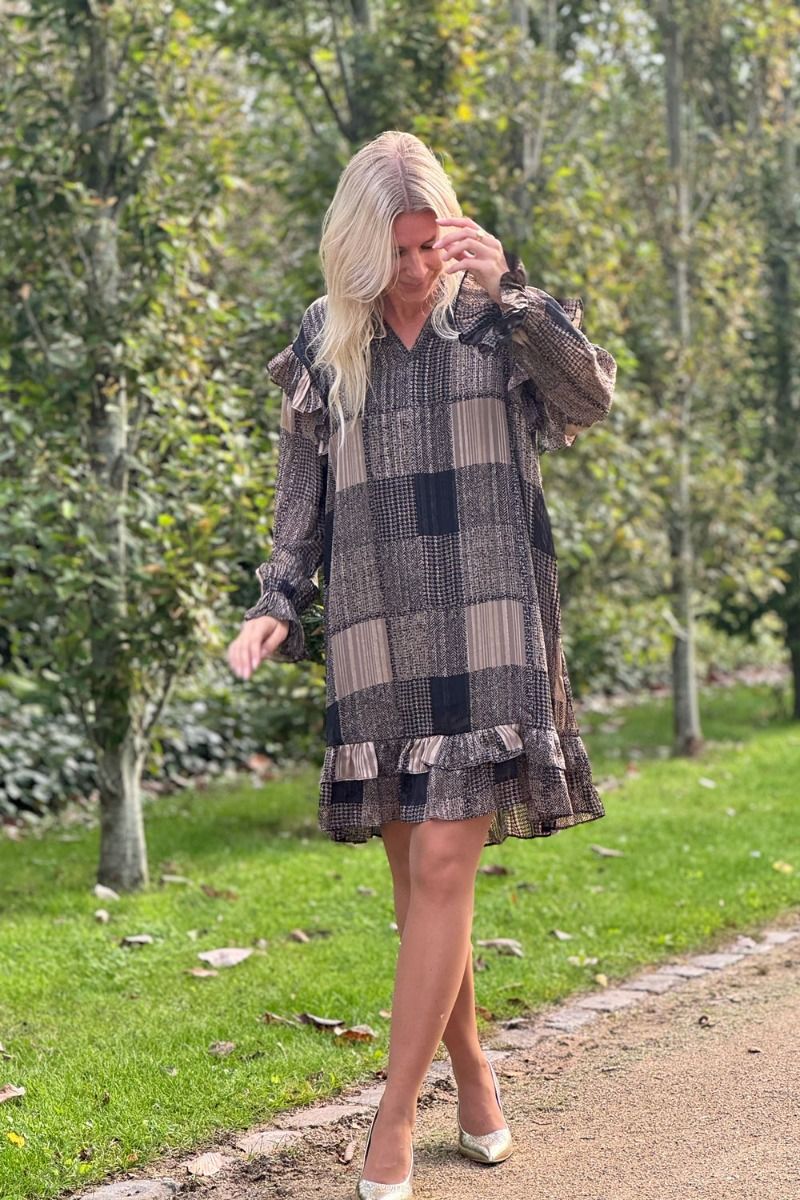 Continue - Kjole - Lee Brown Print Dress - Brown Mix