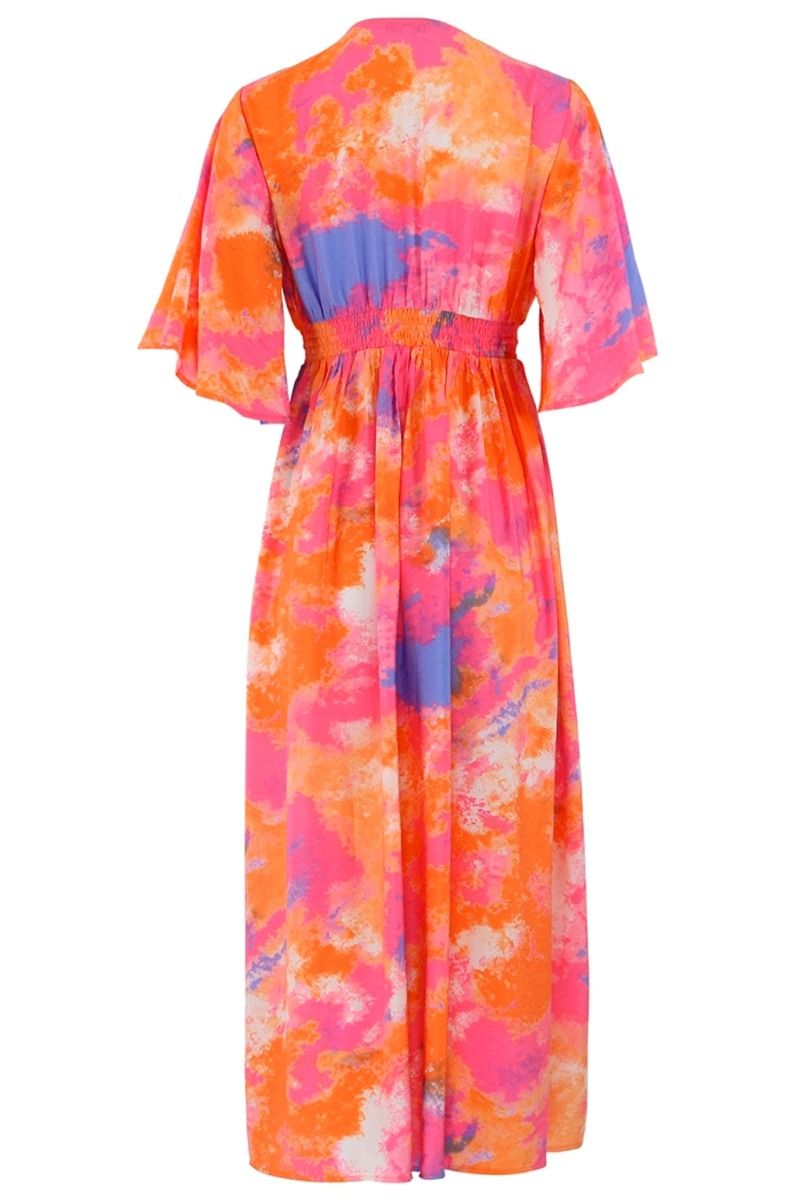 Continue - Kjole - Thilde Waterprint - Orange/Pink