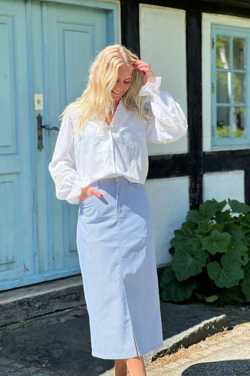 Continue - Nederdel - Ava Stripe Skirt - Blue/White