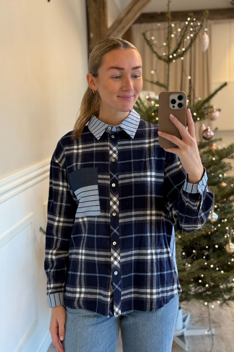 Continue - Skjorte - Alice Mix Shirt - Blue Check