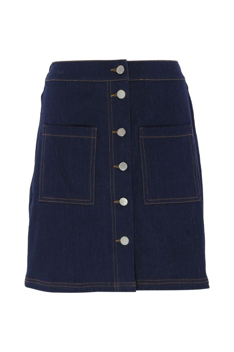 Continue - Nederdel - Amy Denim Skirt - Solid Blue