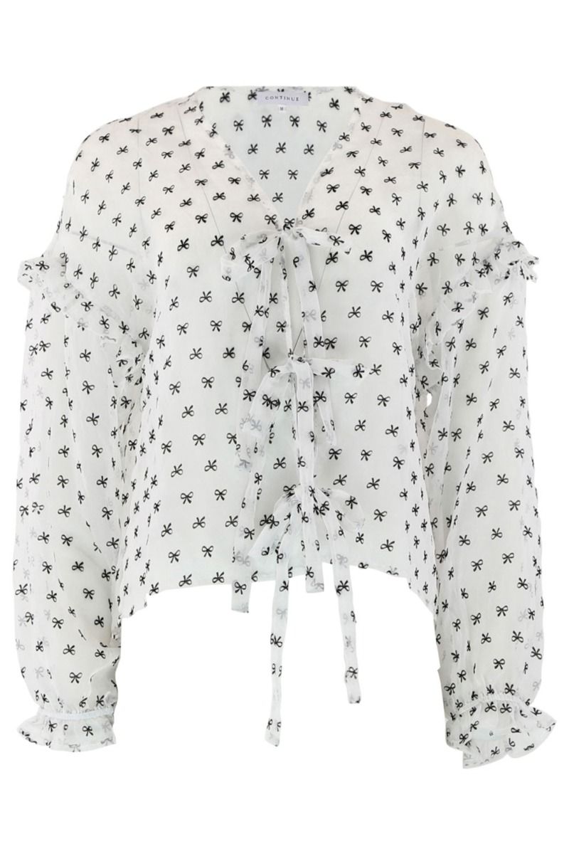 Continue - Bluse - Jessy Bow - White Ground W. Black