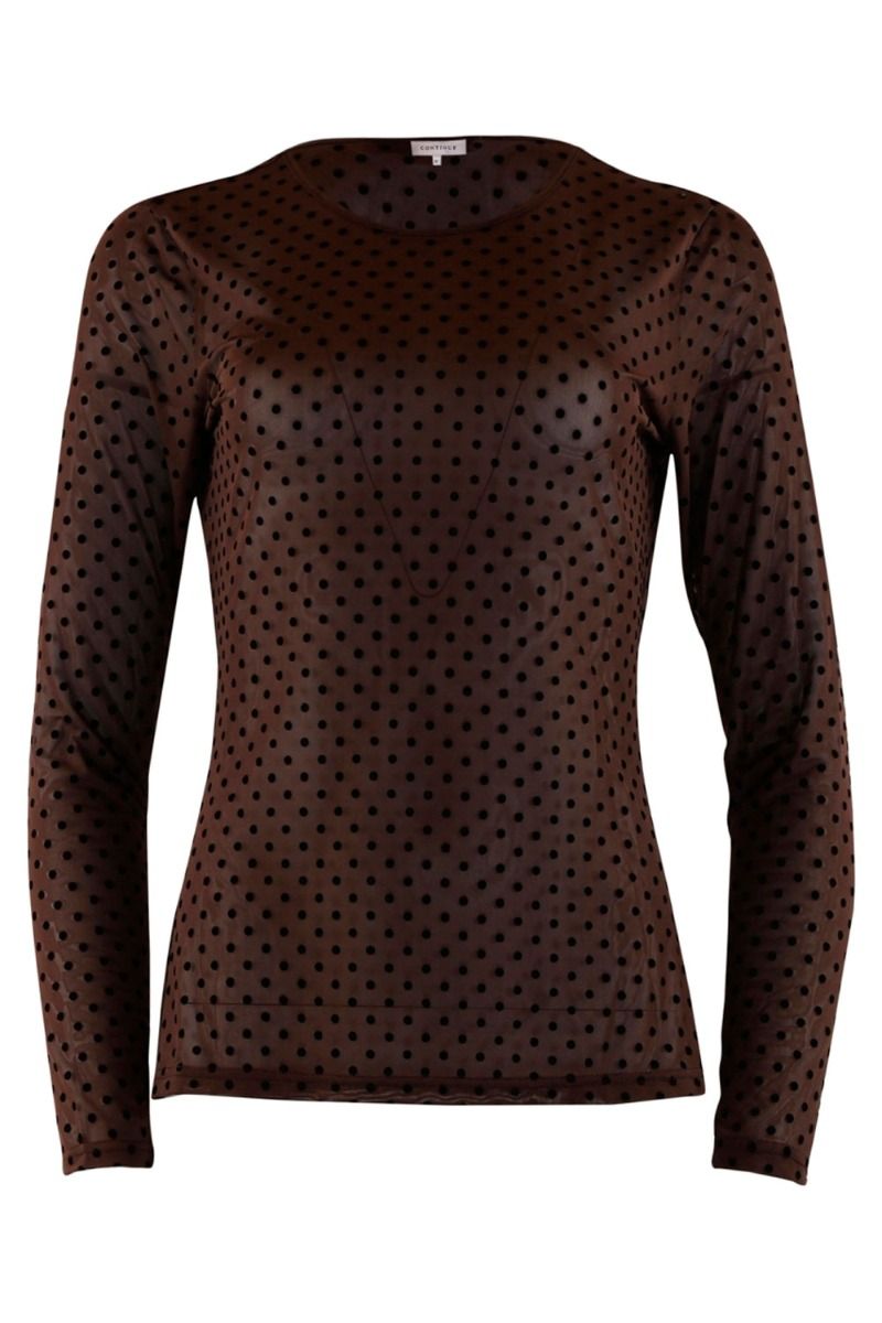 Continue Bluse - Shannie Dot Brown - With black dot