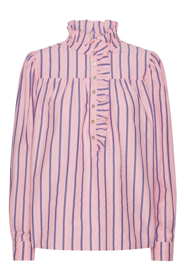Continue - Bluse - Ariana Stripe L/S Pink - Pink Stripe