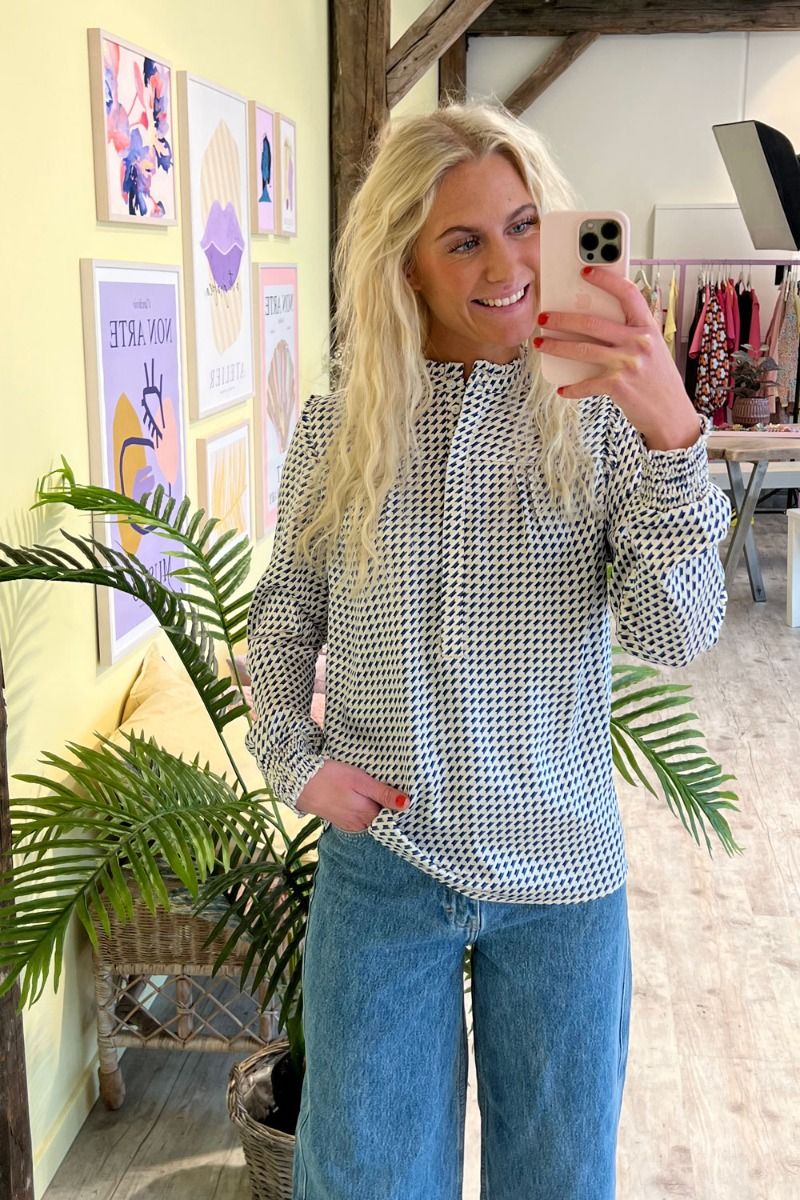 Continue - Bluse -  Asta Asymetrisk - Blue/White