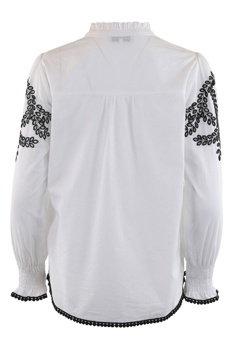 Continue - Bluse - Asta With Embrodery - White Black Embrodery
