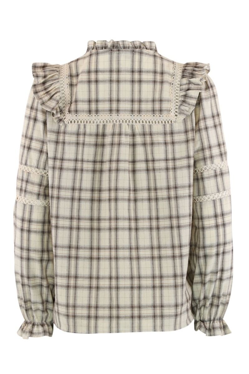 Continue - Bluse - Bodil - Sand Checkered