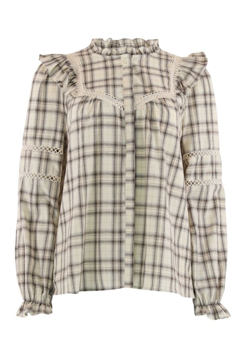 Continue - Bluse - Bodil - Sand Checkered