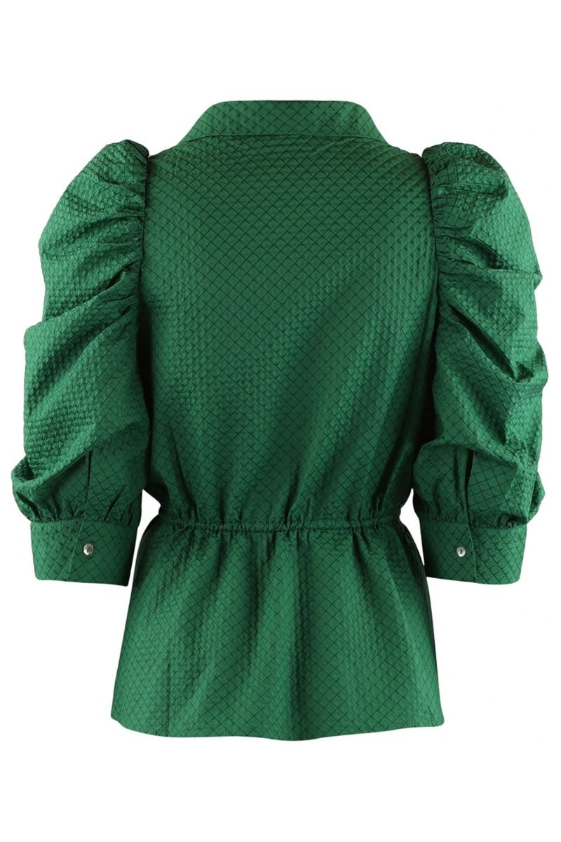 Continue - Bluse - Cita Green l/s Check - Grass Green