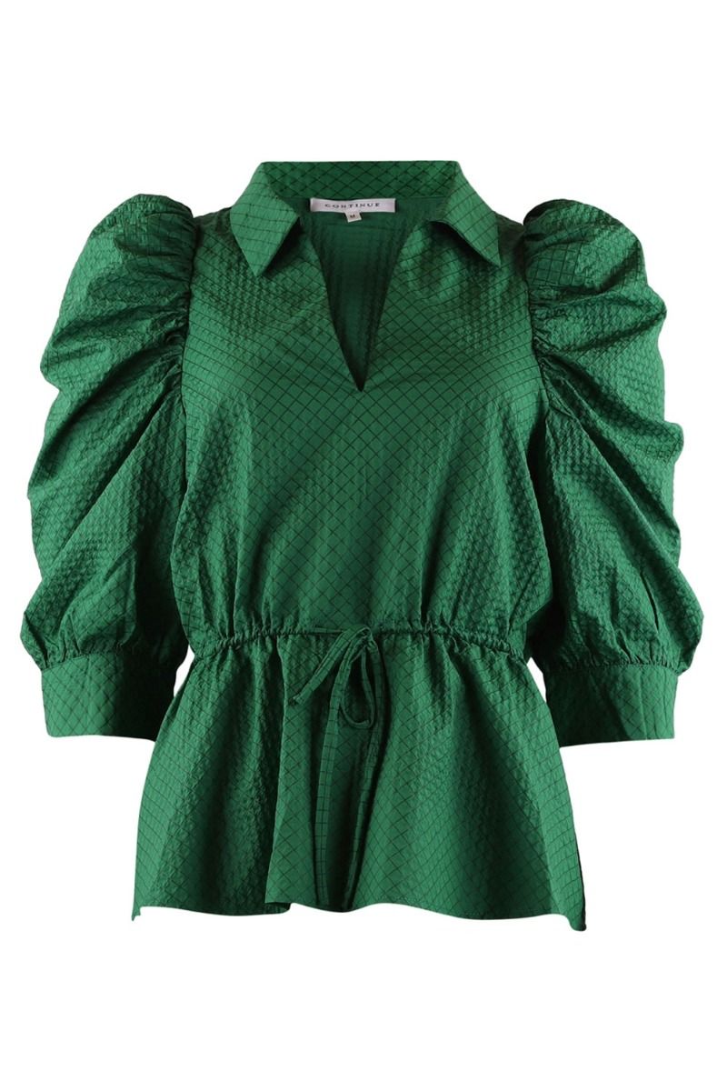 Continue - Bluse - Cita Green l/s Check - Grass Green