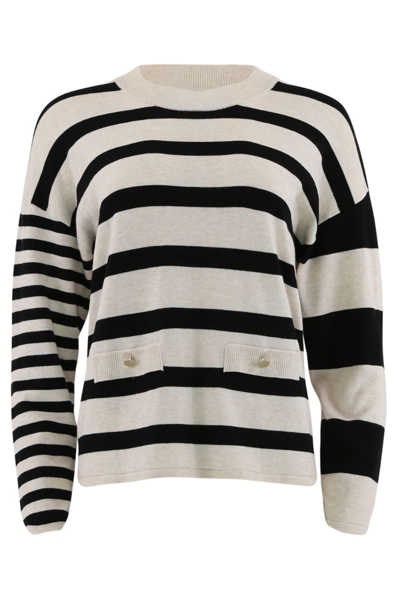 Continue - Bluse - Rita strib - Sand With Black Stripe