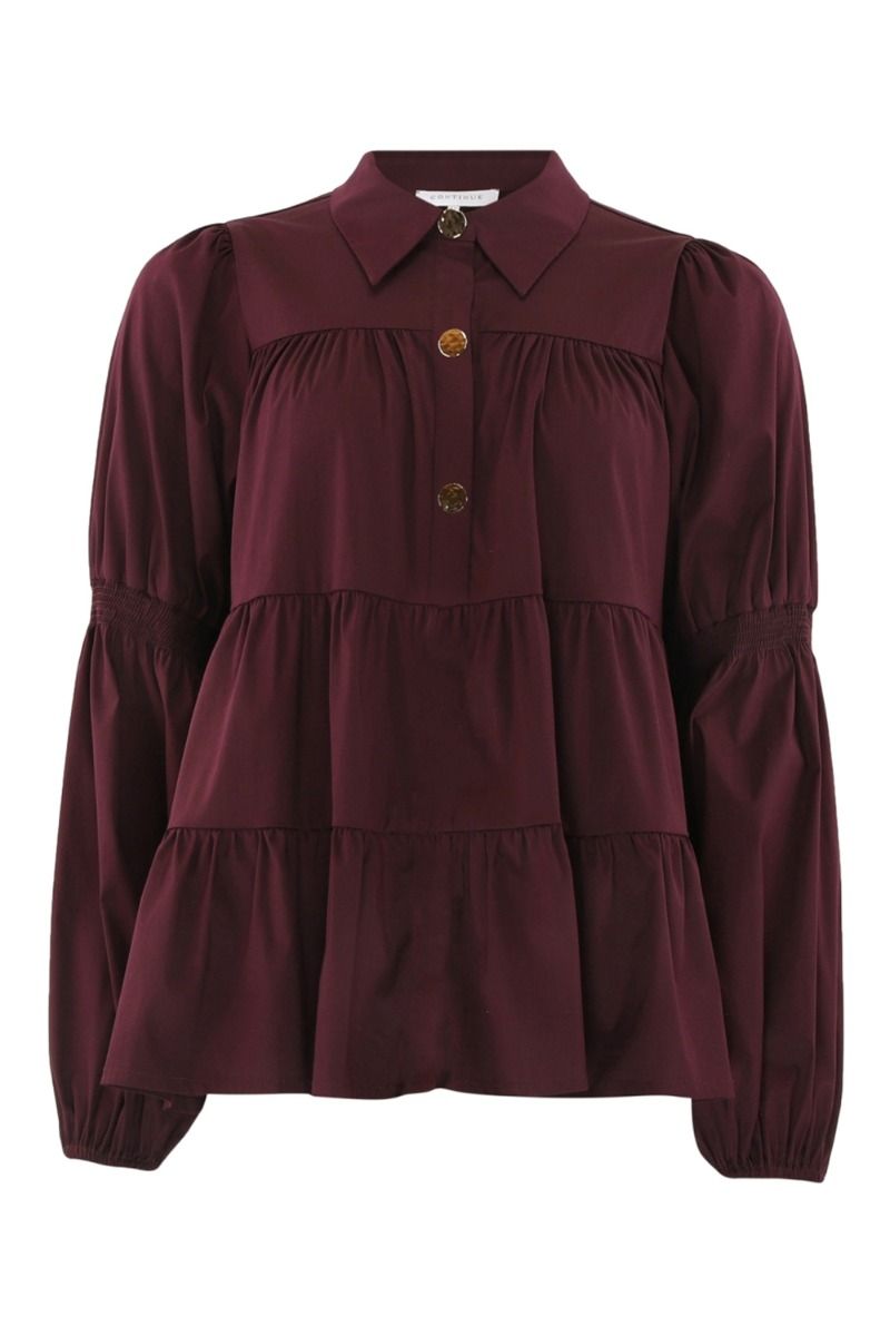Continue - Bluse -Sanna Gold Buttons - Bordeaux