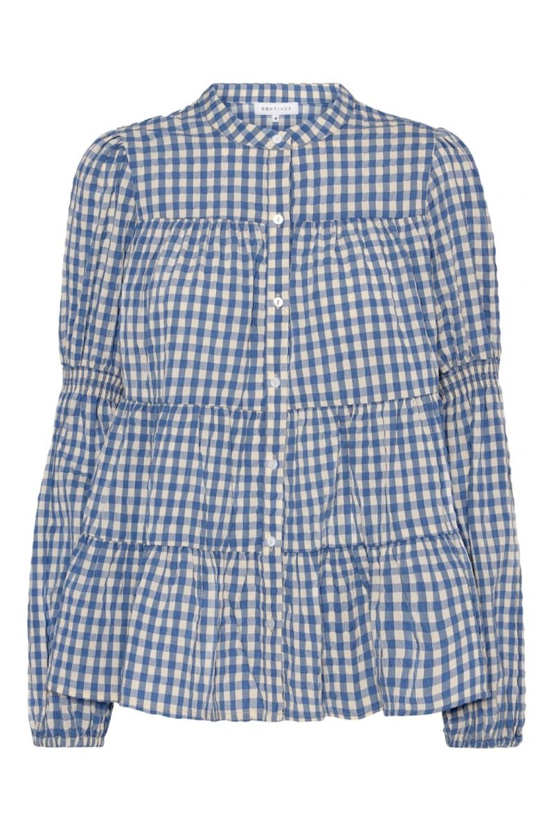 Continue - Bluse - Sanna Small Check - Blue Check