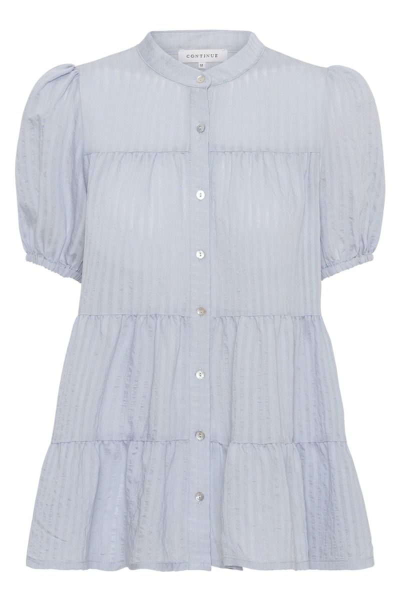 Continue - Bluse - Sanna Stripe SS - Light Blue