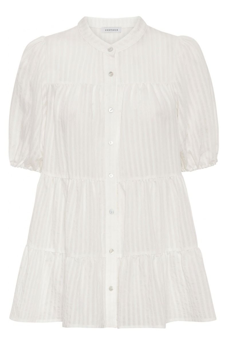 Continue - Bluse - Sanna Stripe SS - White