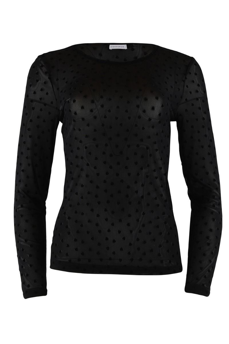 Continue - Bluse - Shannie Mesh Heart - Black