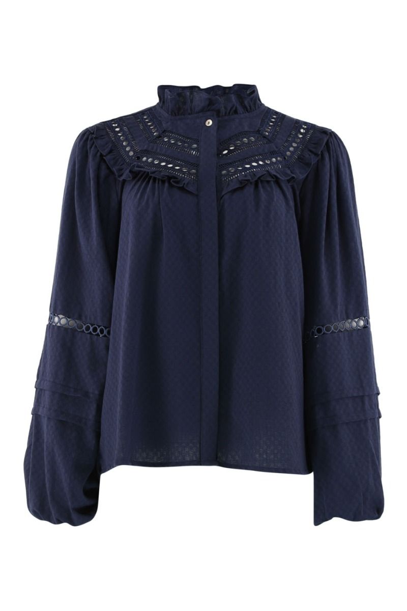 Continue - Bluse - Sienna Emb - Navy Blue