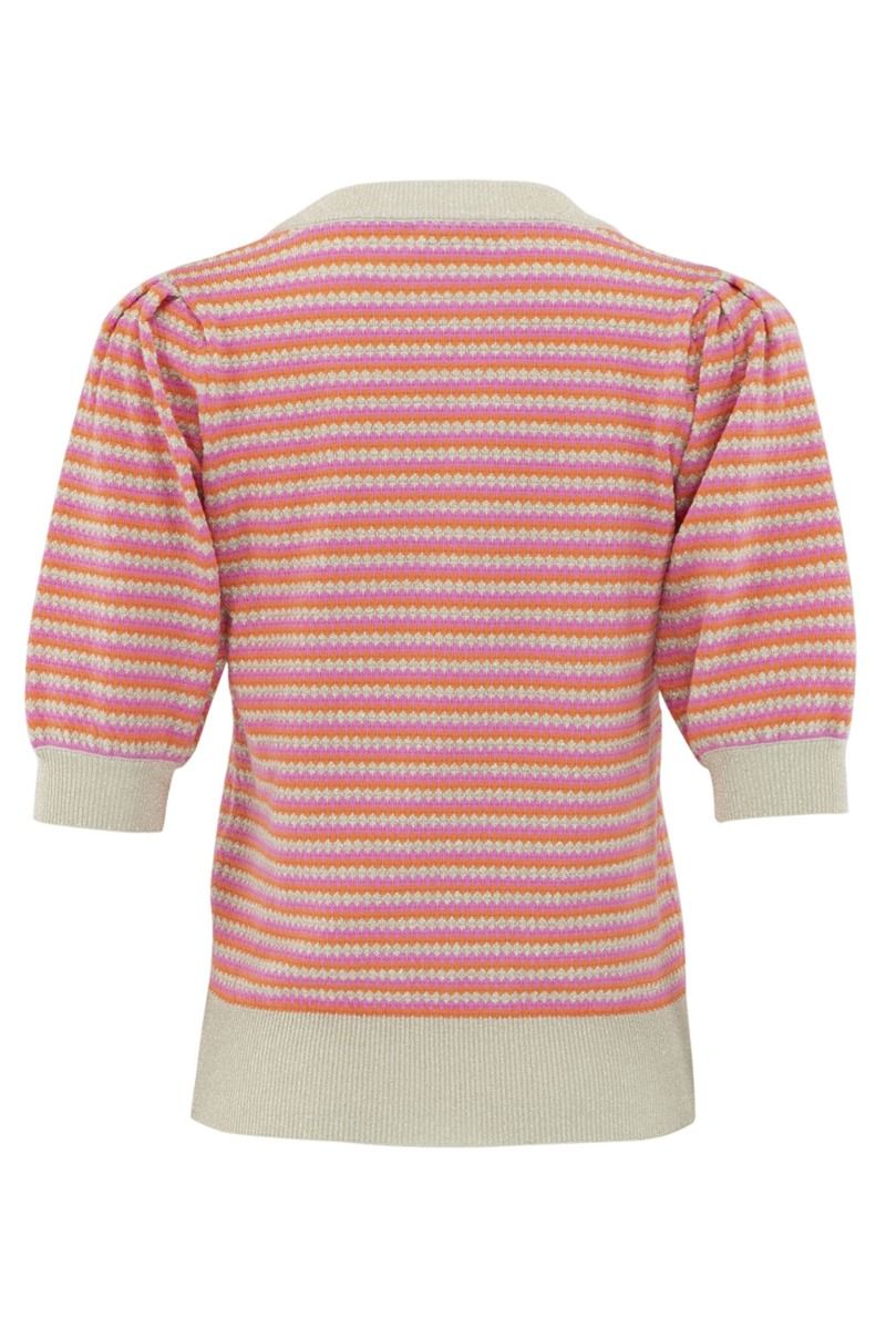 Continue - Bluse - Sille Stripe Lyrex - Pink/Orange Stripe