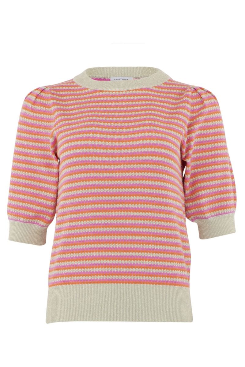 Continue - Bluse - Sille Stripe Lyrex - Pink/Orange Stripe