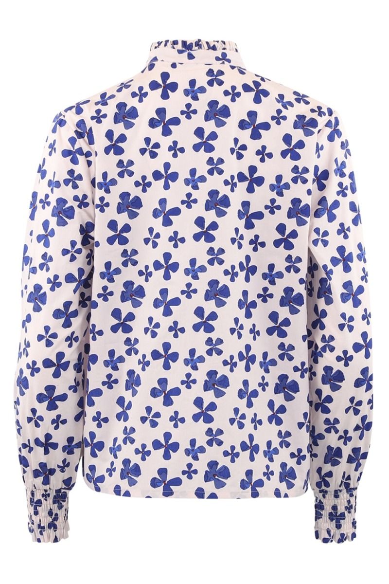 Continue - Bluse - Viola Shirt - White With Blue Print