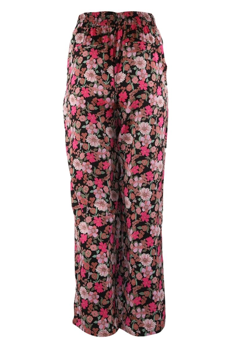 Continue - Bukser - Lea Multiflower Pants - Black Flowerprint