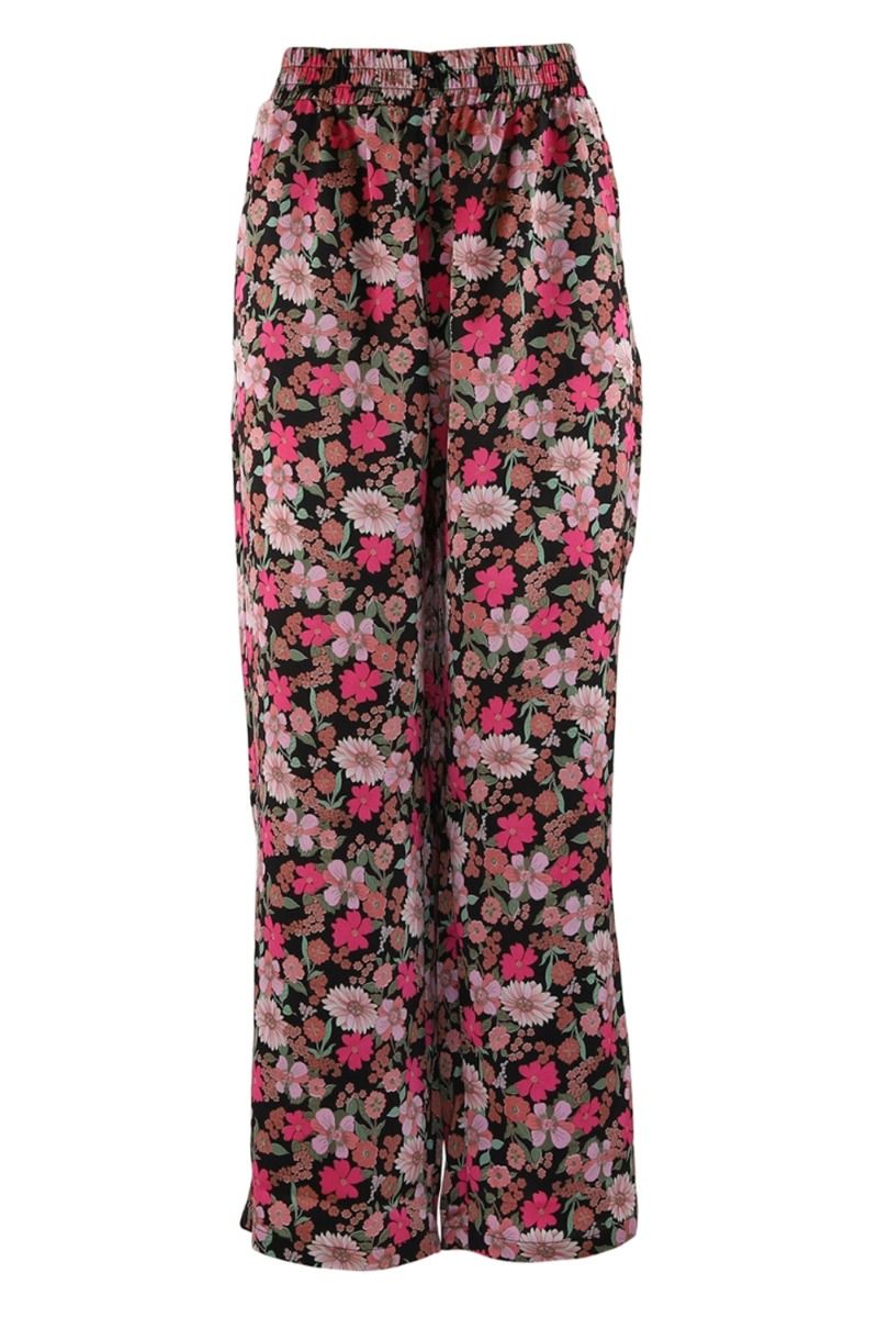 Continue - Bukser - Lea Multiflower Pants - Black Flowerprint