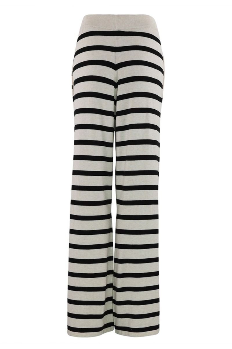 Continue - Bukser - Rita Knit Pants - Sand With Black Stripe