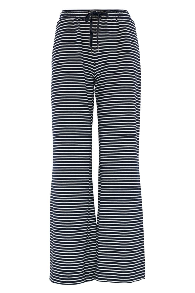 Continue - Bukser - Roberta Jersey Stripe - Blue/white