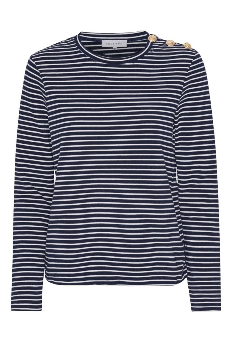 Continue - Bluse - Daimi - Navy Blue Stripe