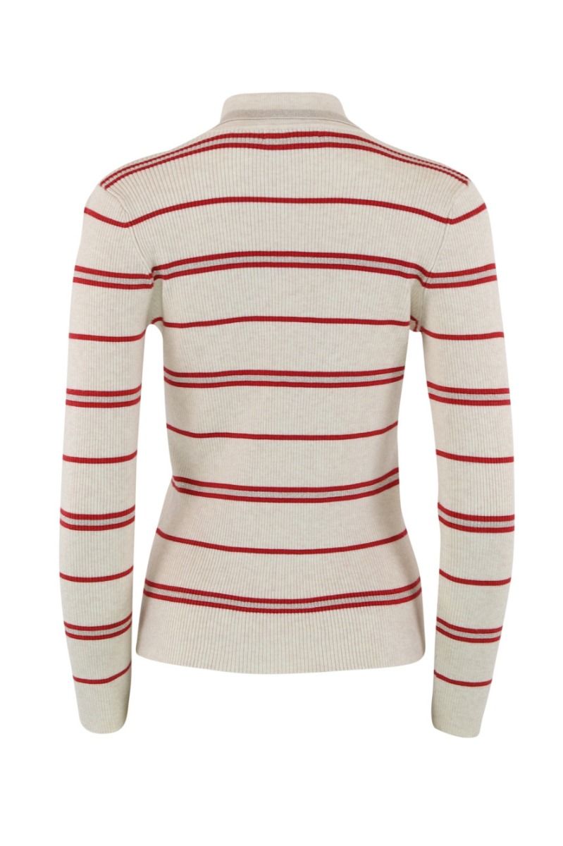 Continue - Bluse - Eva Polo Knit Stripe - Red Stripe