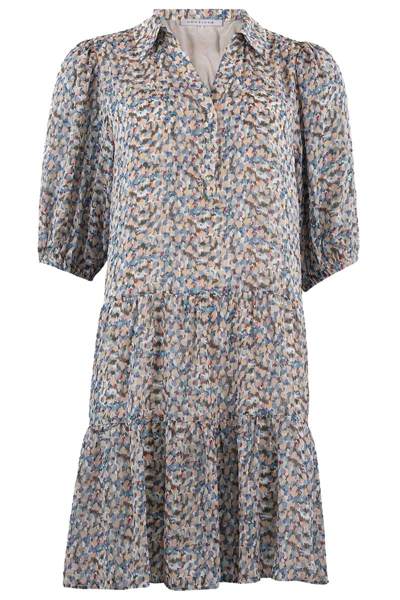 Continue - Kjole - Annika Dress - Blue Flower - Blue Flower